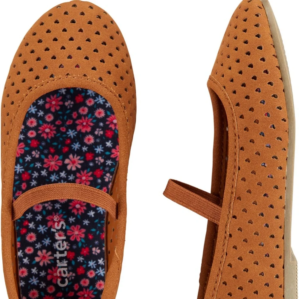 Toddler Girls Carter's Faux Suede Dark Tan/Brown Ballet Flats Mary Janes Size 8 - Picture 14 of 14